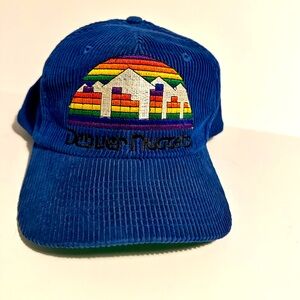 Vintage blue corduroy Denver Nuggets rainbow city logo adjustable hat